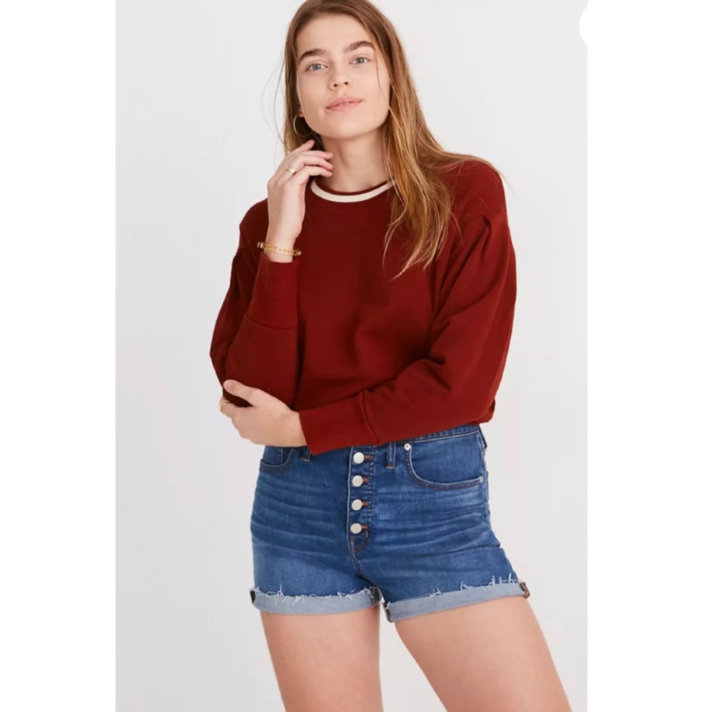 Madewell High-Rise Denim Shorts in Derby Wash Button-Front Edition Plus Size 35